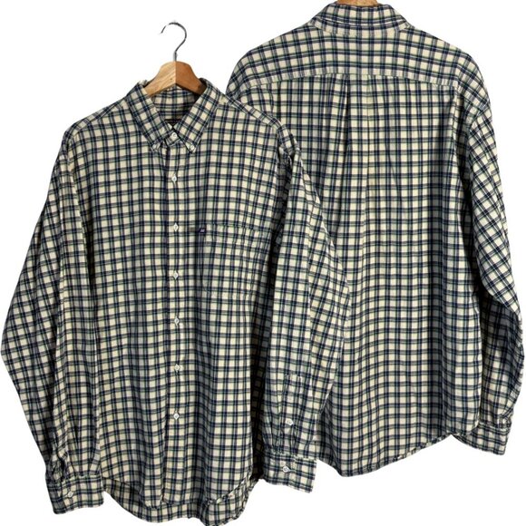 Ralph Lauren Jeans Co Plaid Flannel Button Down Shirt Mens Large Tan Preppy Soft - Picture 1 of 13